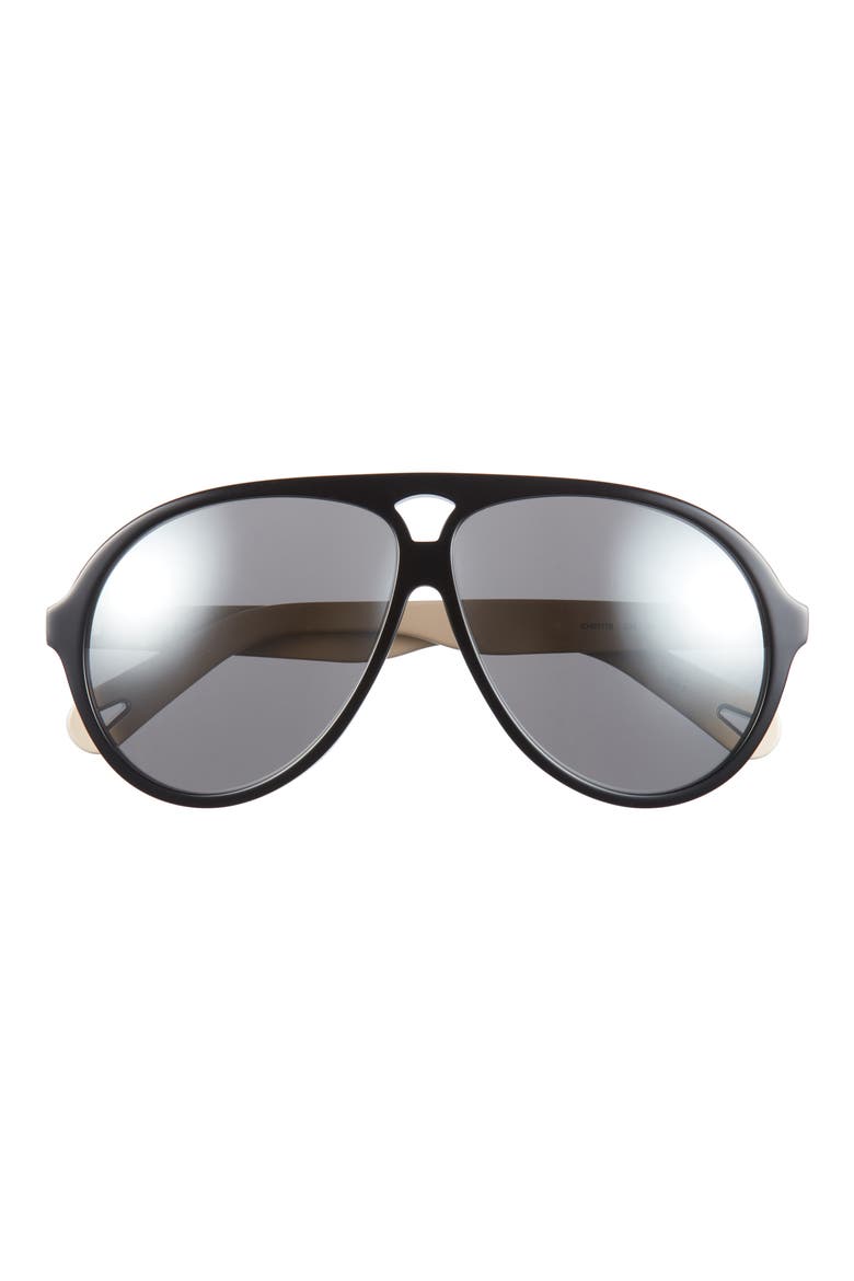 61mm Aviator Sunglasses, Main, color, BLACK BLACK SILVER