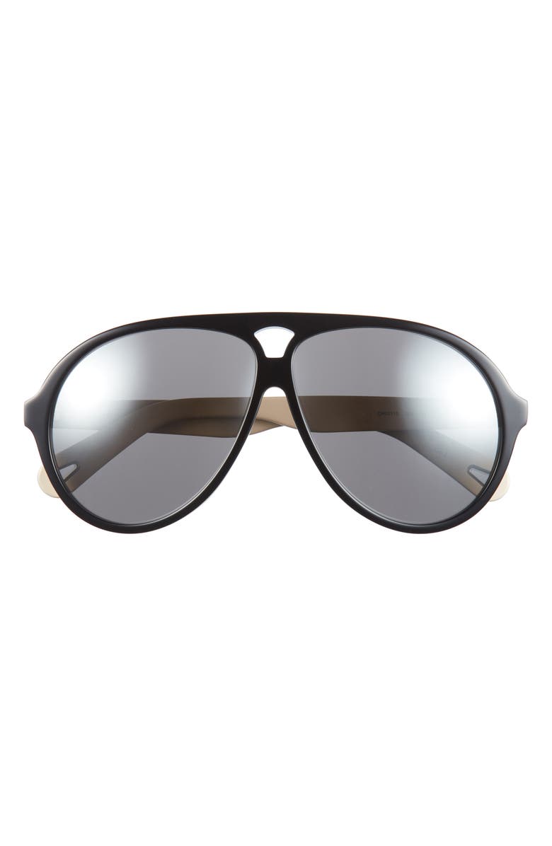 Chloé 61mm Aviator Sunglasses, Main, color, Black Black Silver