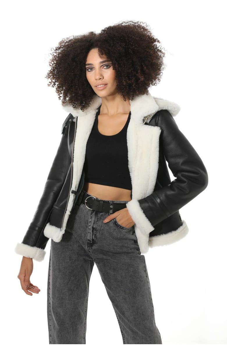 Furniq UK Celeste Sheerling Jacket, Alternate, color, Black