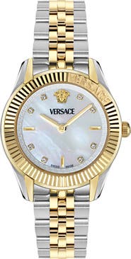 Versace Greca Time Diamond Bracelet Watch, 30mm