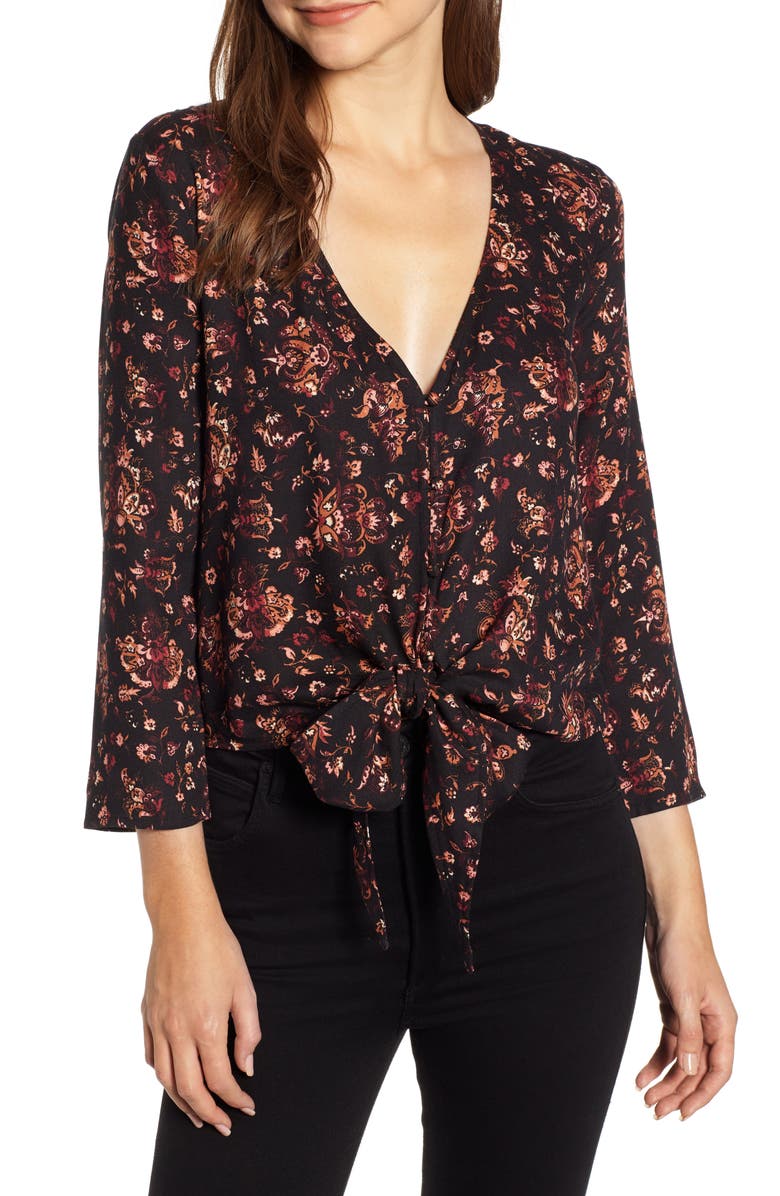 Hinge Tie Front Top, Main, color,