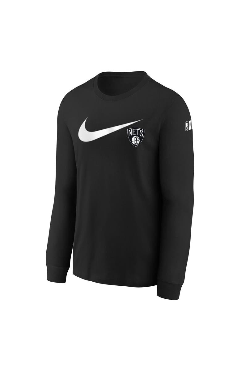 Nike Youth Nike Black Brooklyn Nets Swoosh Long Sleeve T-Shirt, Alternate, color,