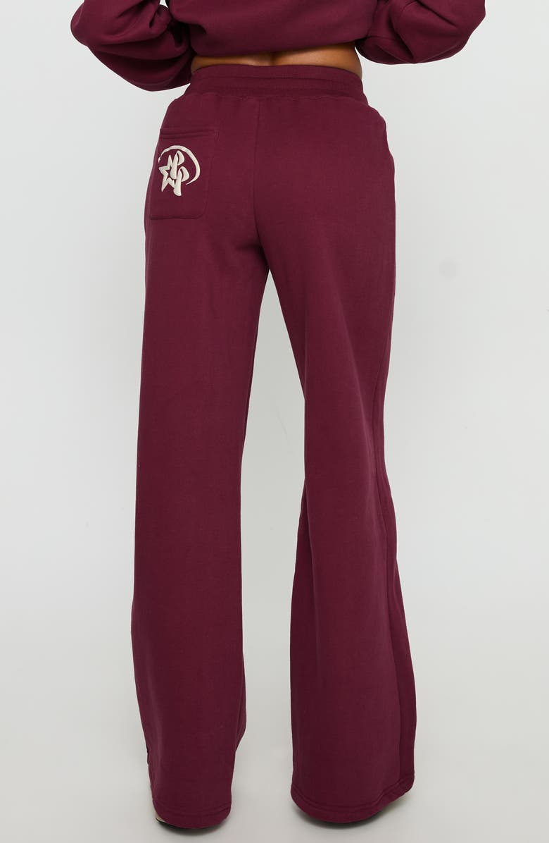 Princess Polly Stargirl Wide Leg Sweatpants, Alternate, color, Burgundy