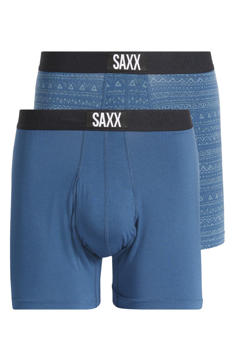 SAXX Assorted 2-Pack Ultra Super Soft Boxer Briefs, Main, color, Batik Stripe/ Dark Denim