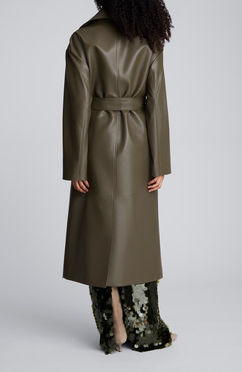 Kenneth Cole Faux Leather Belted Trench Coat, Alternate, color, 