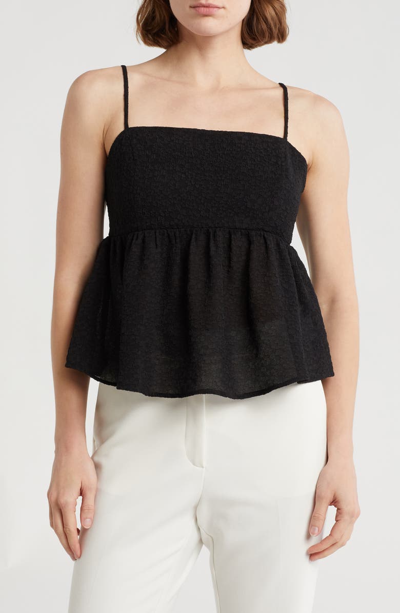 Elodie Textured Peplum Camisole, Main, color, Black