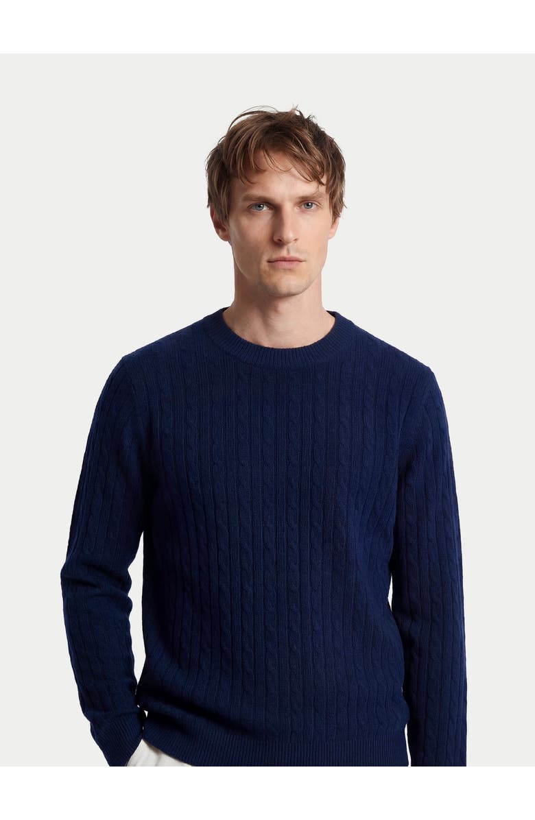 Gobi Cashmere Cashmere Cable-Knit Sweater, Alternate, color, Navy