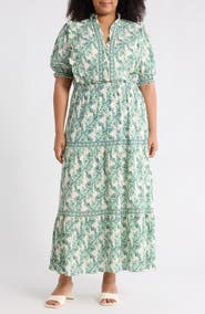 MAX STUDIO Short Sleeve Tiered Maxi Dress