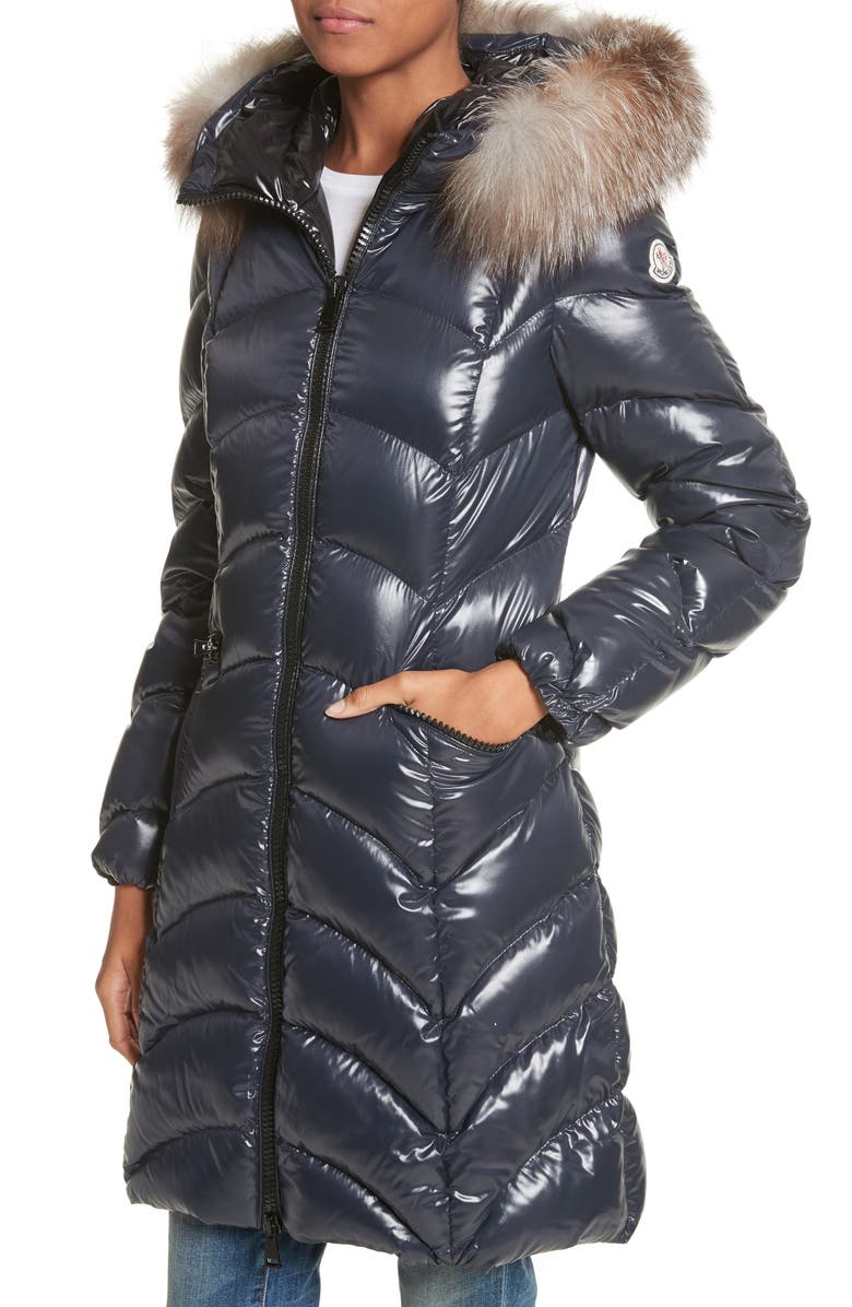 Moncler Albizia Down Puffer Coat with Genuine Fox Fur Trim, Alternate, color,