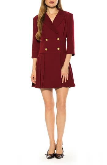 Alexia Admor Jacki Pleated Blazer Dress In Burgundy