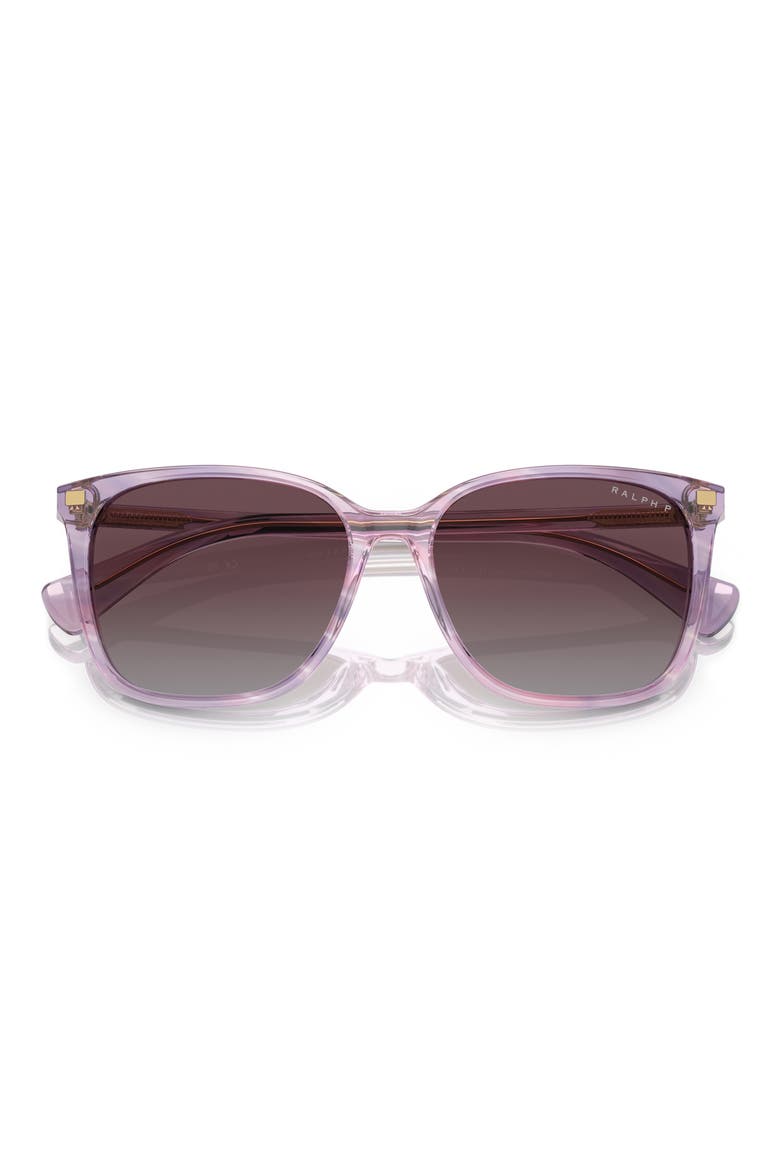 56mm Polarized Square Sunglasses, Alternate, color, STRIPED PURPLE / VIOLET POLAR