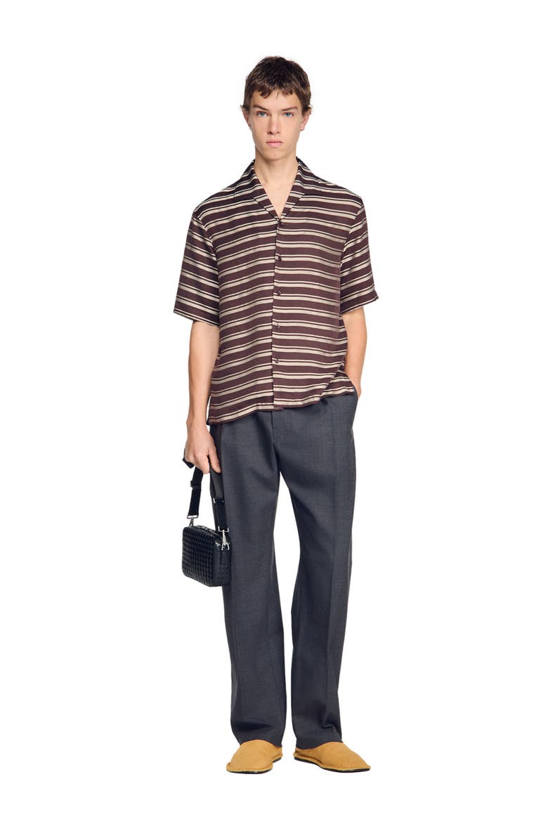 Striped boat neck shirt, Alternate, color, Chocolate
