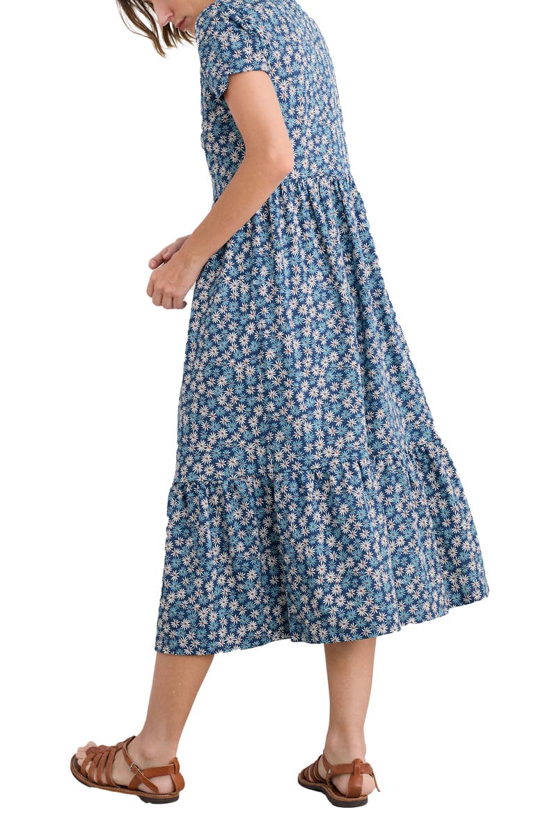 Seasalt Cornwall Rainette Floral Short Sleeve Midi Dress, Alternate, color, Screenprint Daisy Marine