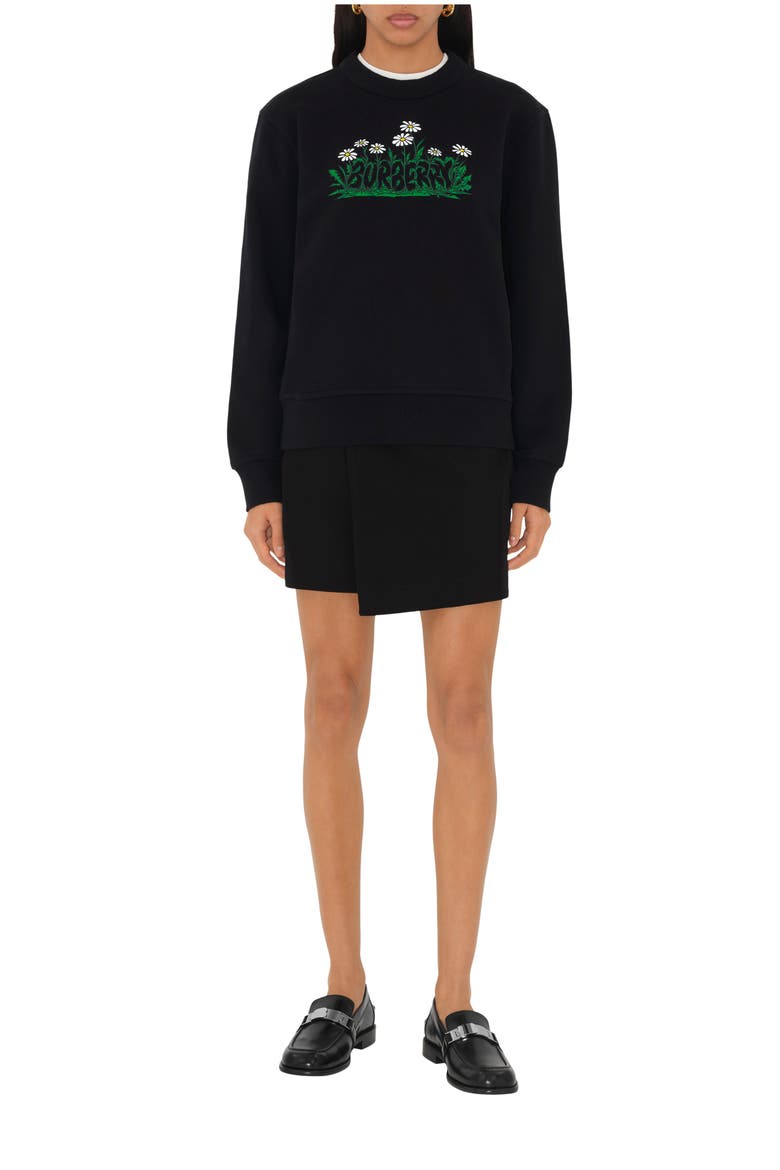 Daisy Logo Cotton Sweatshirt, Main, color, Black