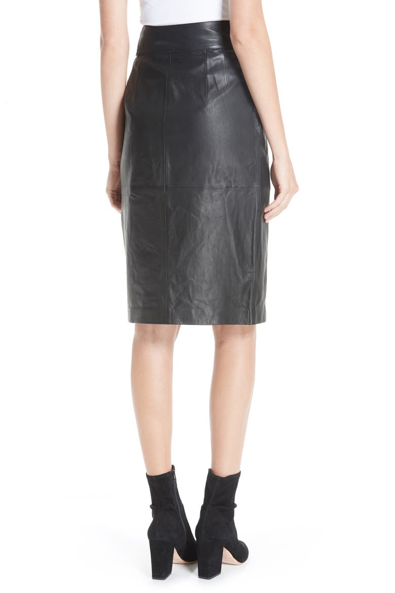 Magic Wrap Leather Skirt, Alternate, color, BLACK