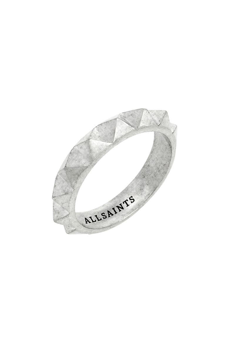 Men's Square Stud Ring, Alternate, color, WARM SILVER