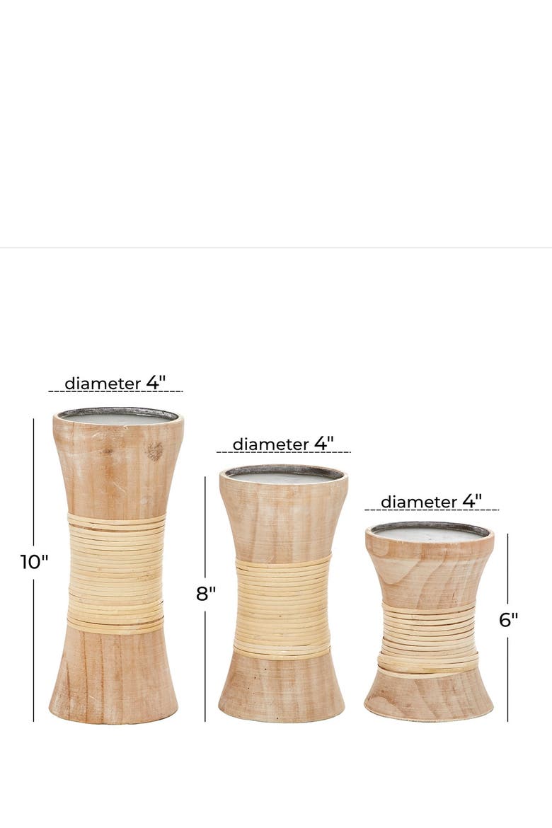 Brown Pine Coastal Candle Holder - Set of 3, Alternate, color, BROWN