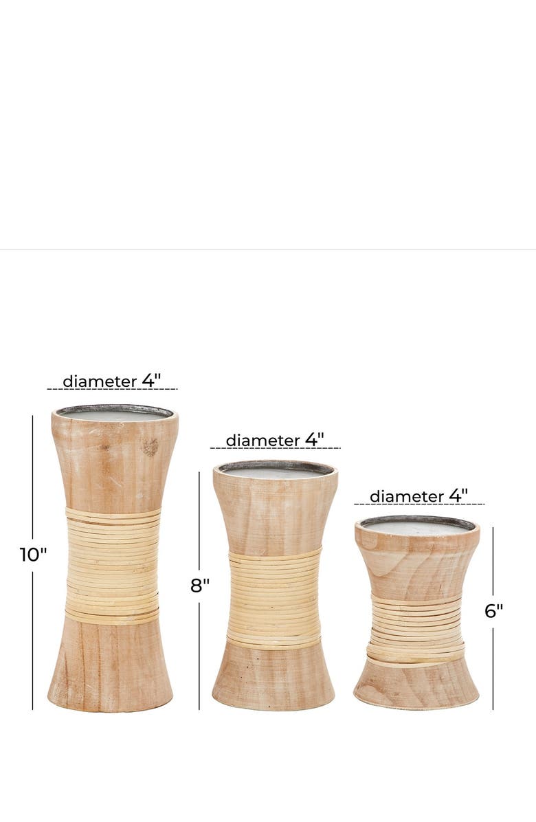 GINGER BIRCH STUDIO Brown Pine Coastal Candle Holder - Set of 3, Alternate, color, Brown