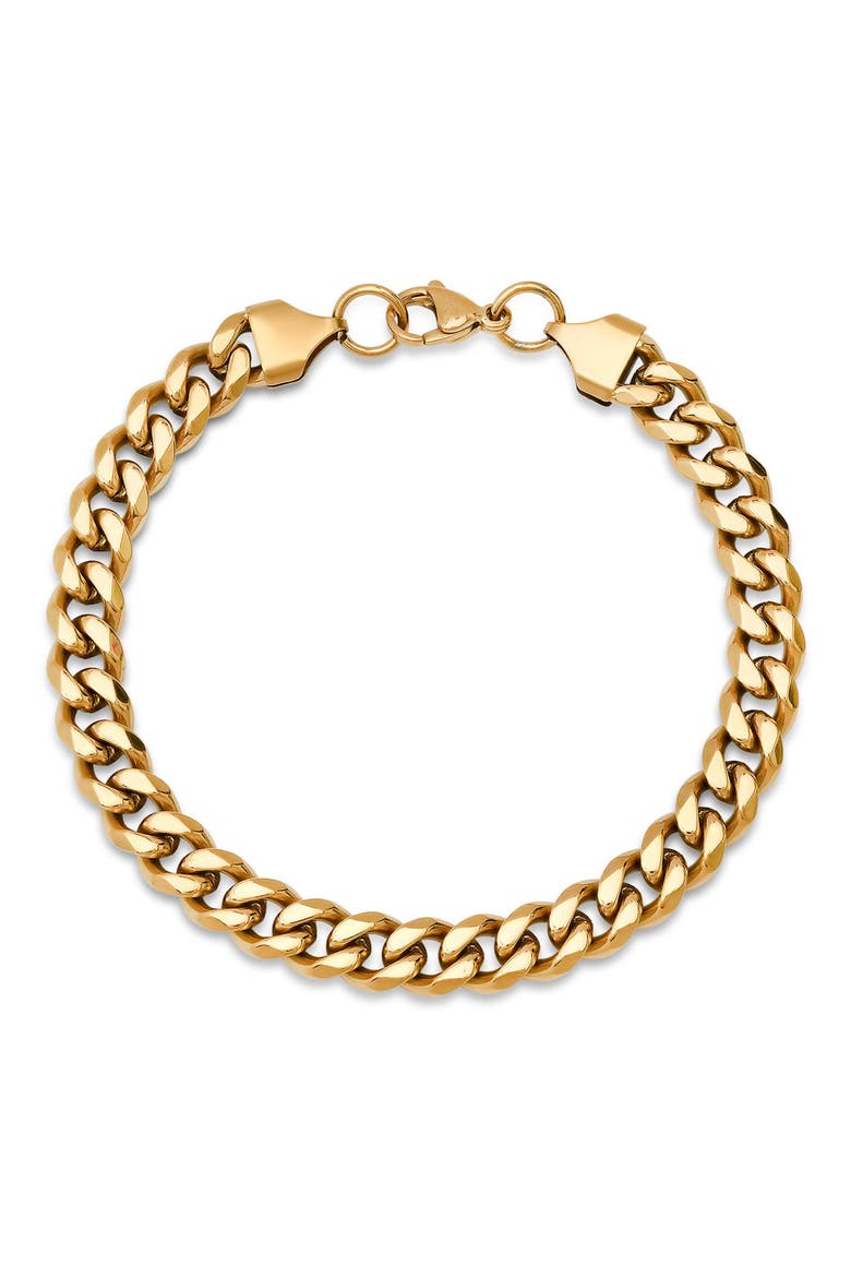 Men's 18k Gold Plated Curb Chain Bracelet, Main, color, GOLD