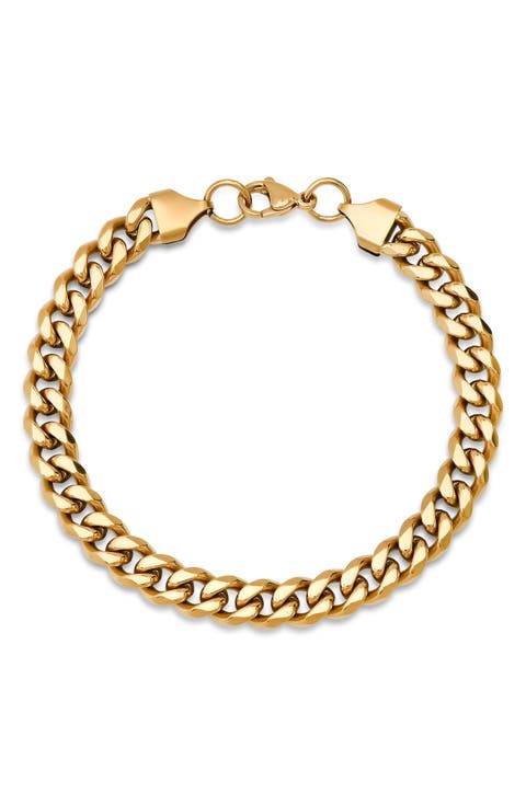 Men's 18k Gold Plated Curb Chain Bracelet