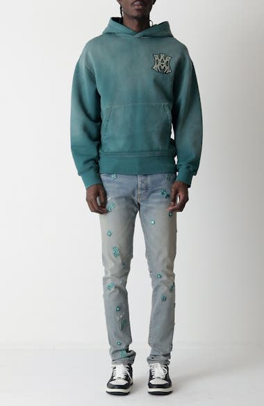 【関税込み】AMIRI グリーン MA Hollywood フーディ AMIRI Hollywood Logo-Appliquéd Cotton-Jersey Hoodie for Men