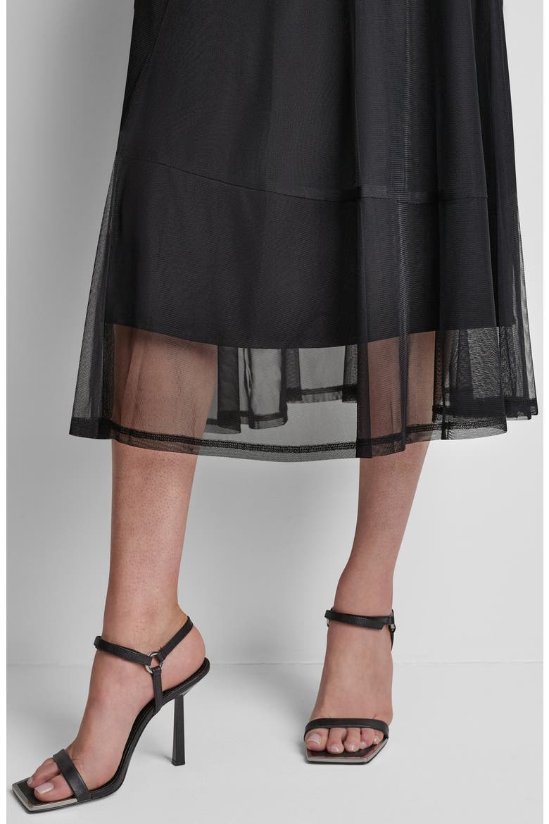 Layered Mesh Midi Skirt, Alternate, color, BLACK