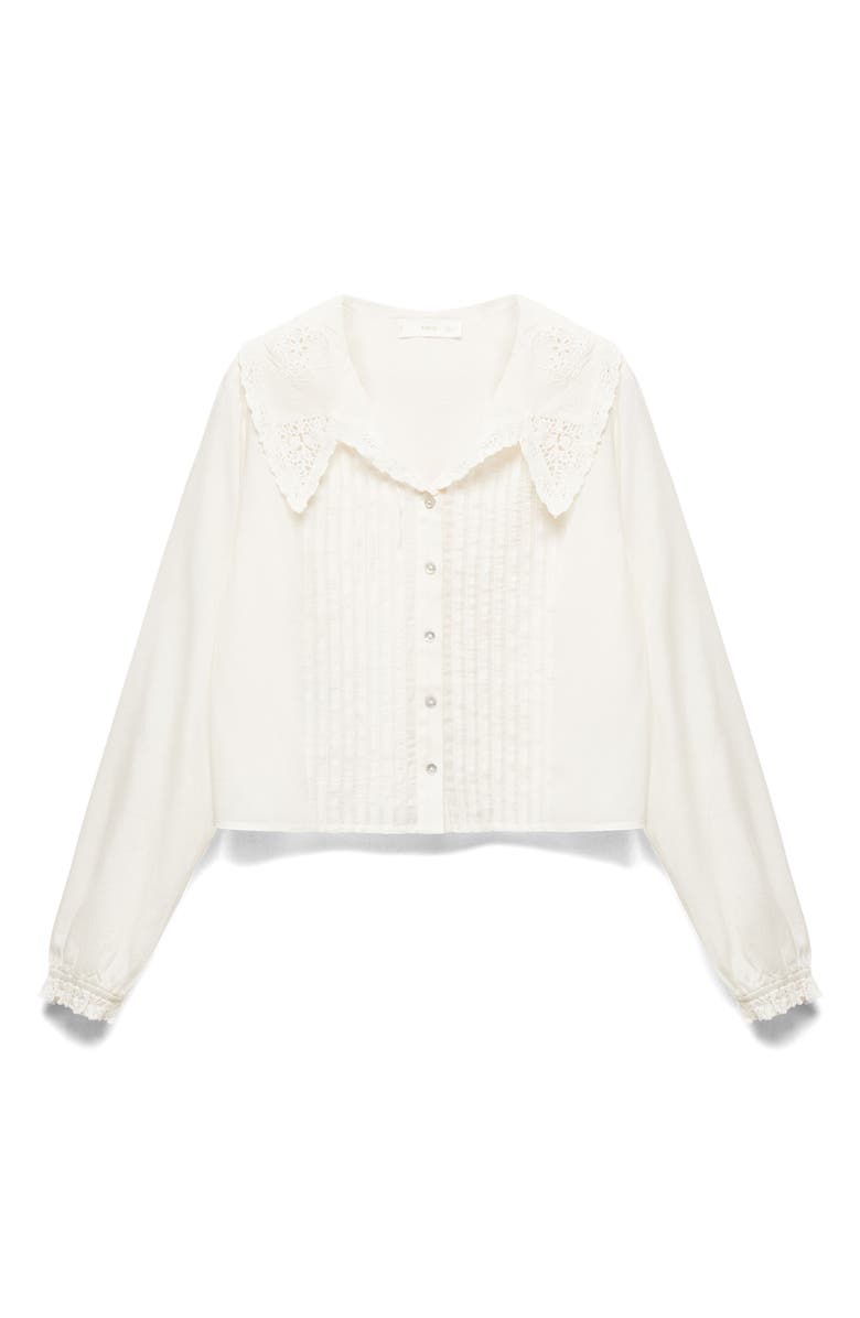 MANGO Lace Trim Pintuck Shirt, Alternate, color, 
