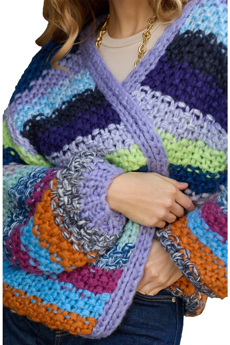 Stripe Cardigan, Alternate, color, BLUE