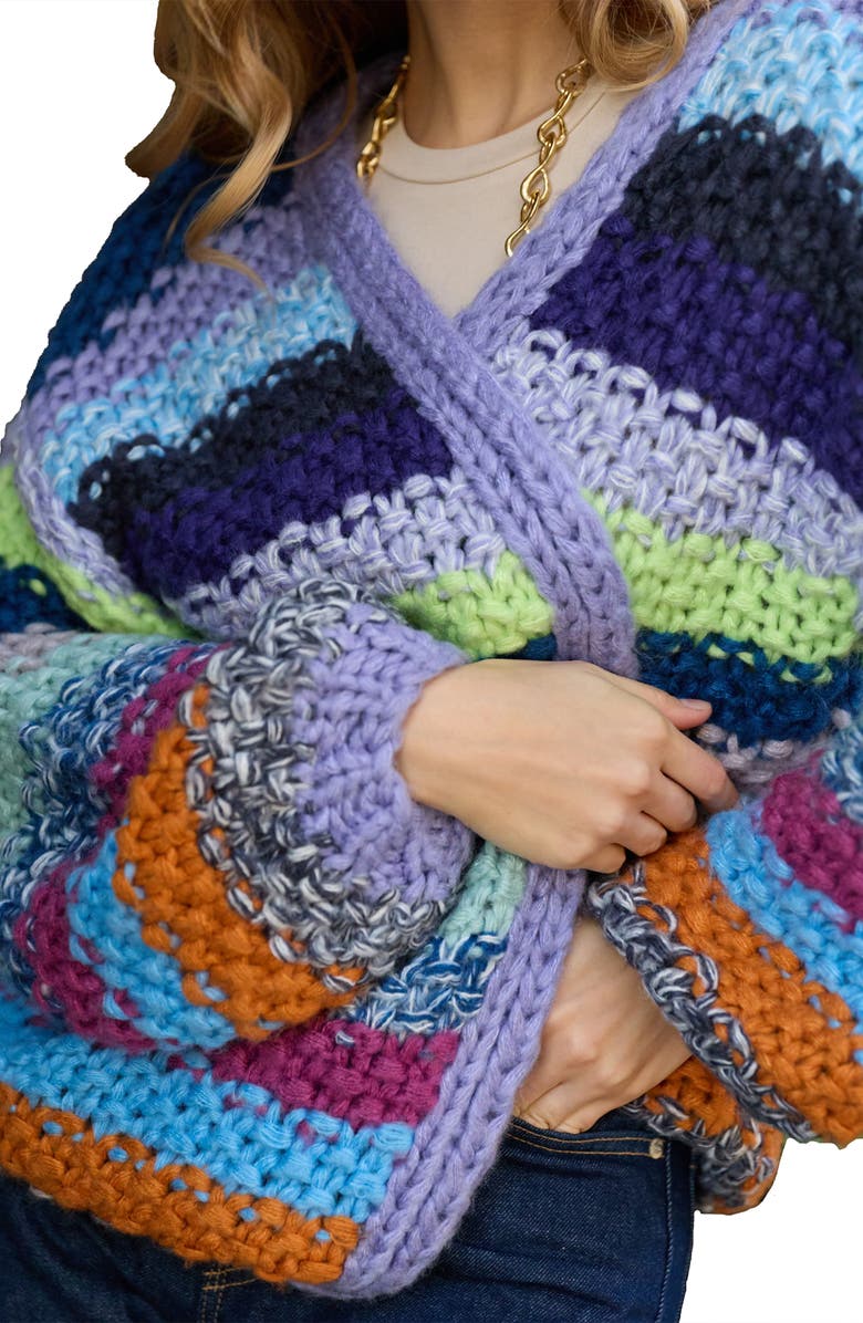 SAACHI Stripe Cardigan, Alternate, color, Blue