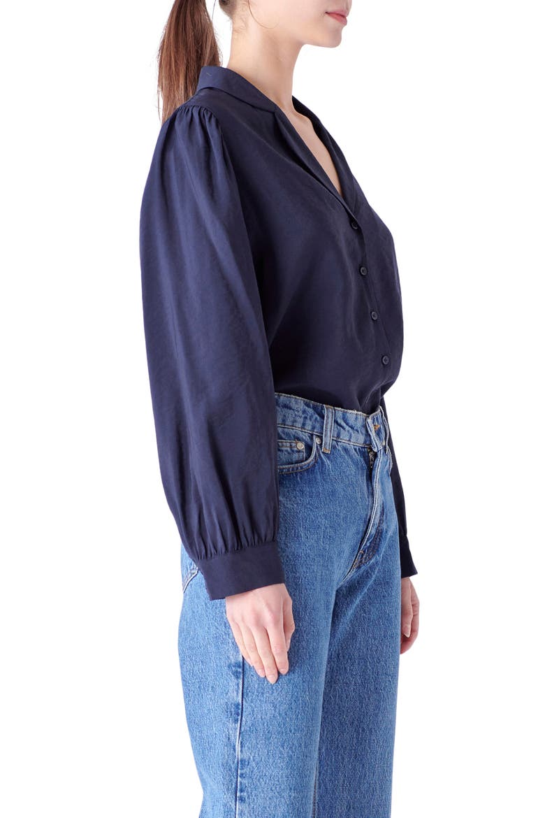 Scallop Collar Shirt, Alternate, color, NAVY