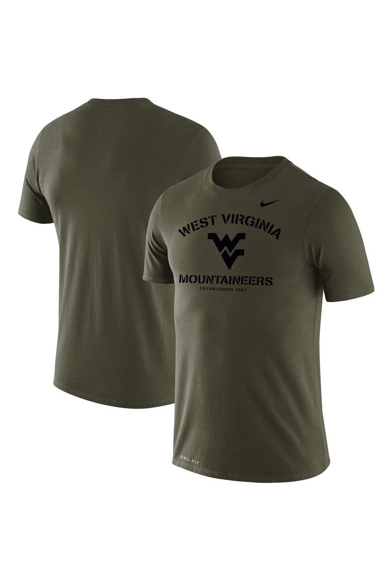 Men's Nike Olive West Virginia Mountaineers Stencil Arch Performance T-Shirt, Main, color, Olive
