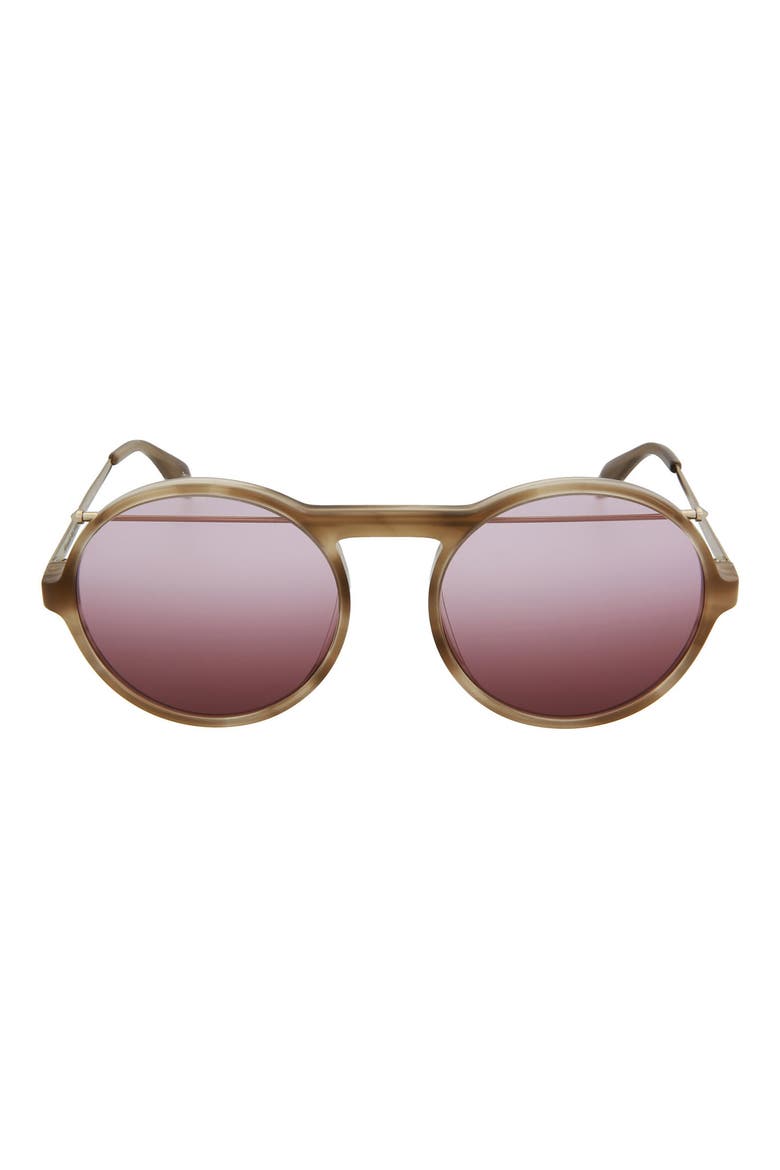 Alexander McQueen 54mm Round Sunglasses, Main, color, HAVANA GOLD RED/ DGR