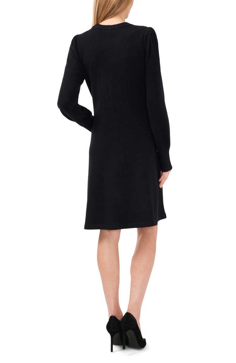 CeCe Bow Appliqué Long Sleeve Sweater Dress, Alternate, color, 