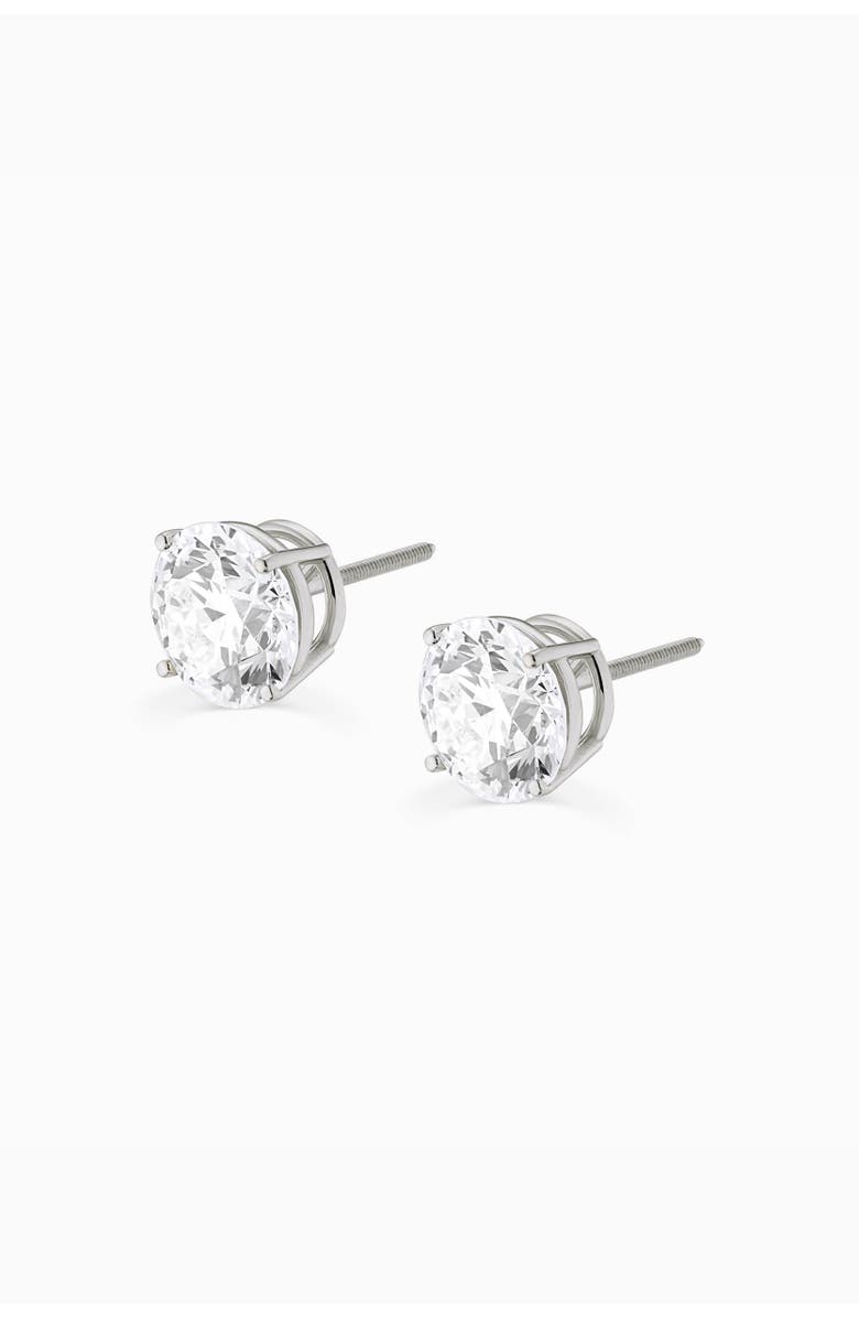 Oradina 14K Solid Gold Luminous 3 Carat Lab Diamond Classic Studs, Alternate, color, White Gold, Lab Diamonds