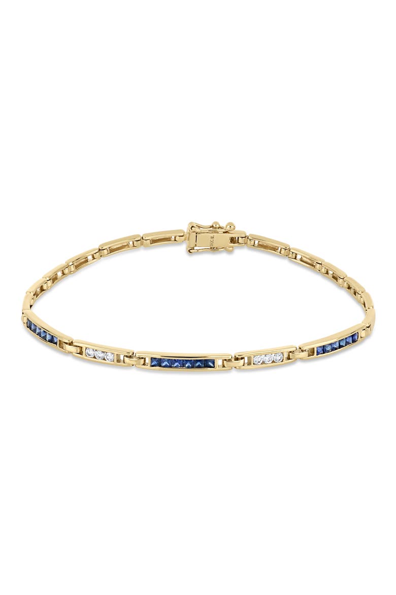 18K Gold El Mar Gemstone and Natural Diamond Line Bracelet, Main, color, 18K GOLD/ BLUE SAPPHIRE