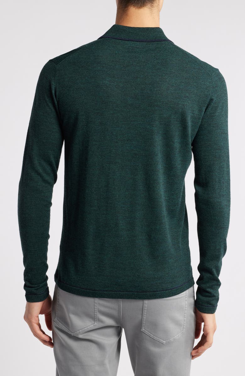Robert Barakett Roman Long Sleeve Merino Wool Sweater Polo, Alternate, color, Deep Green