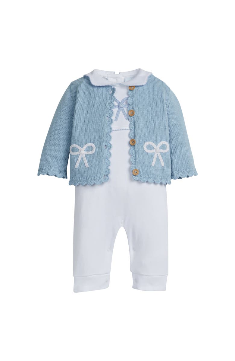 Little English Kids' Crochet Playsuit, Alternate, color, Blue Bow