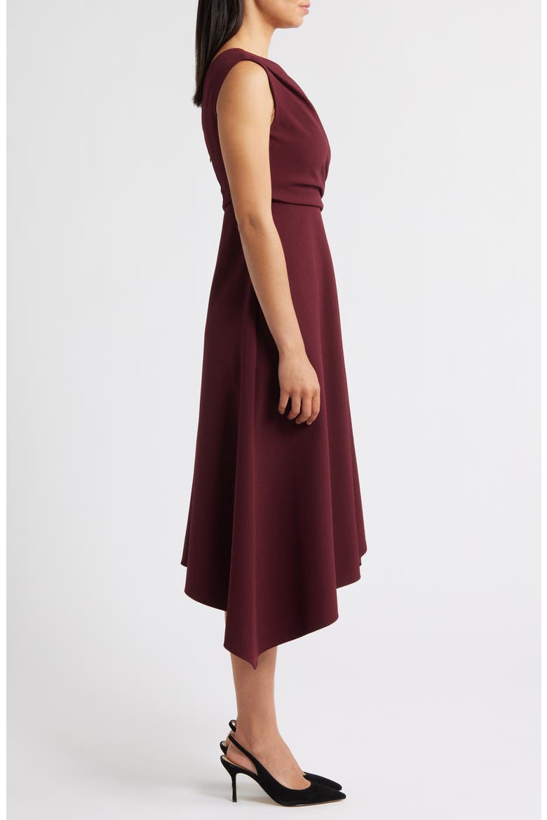 Ruched Asymmetric Laguna Crepe Dress, Alternate, color, AUBERGINE