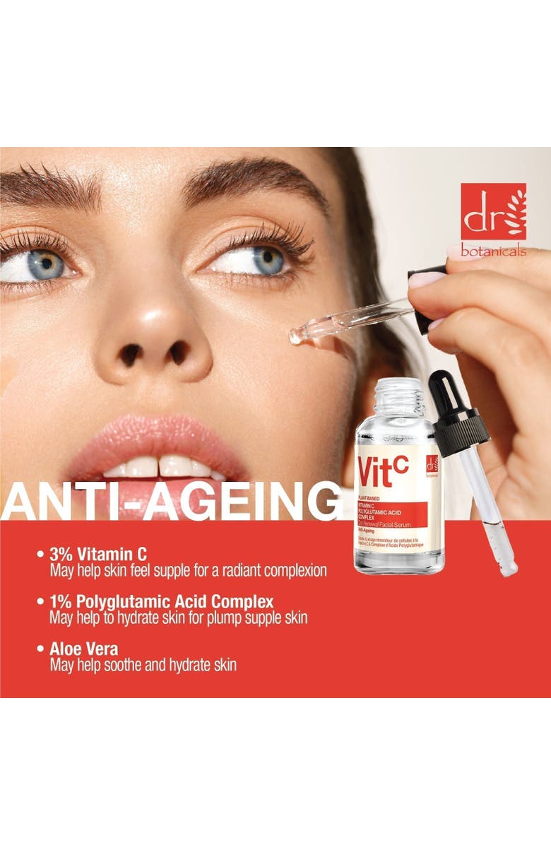 DR BOTANICALS Vitamin C 3% & Polyglutamic Acid Complex 1% Brightening Facial Serum, Alternate, color, White