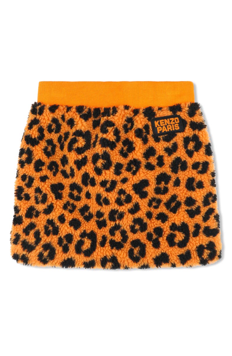 KENZO Kids' Leopard Spot Faux Fur Skirt, Alternate, color, 