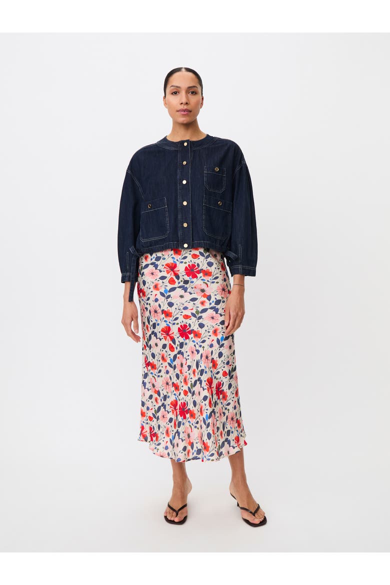 Cropped Button-Front Jacket, Alternate, color, Dark Denim