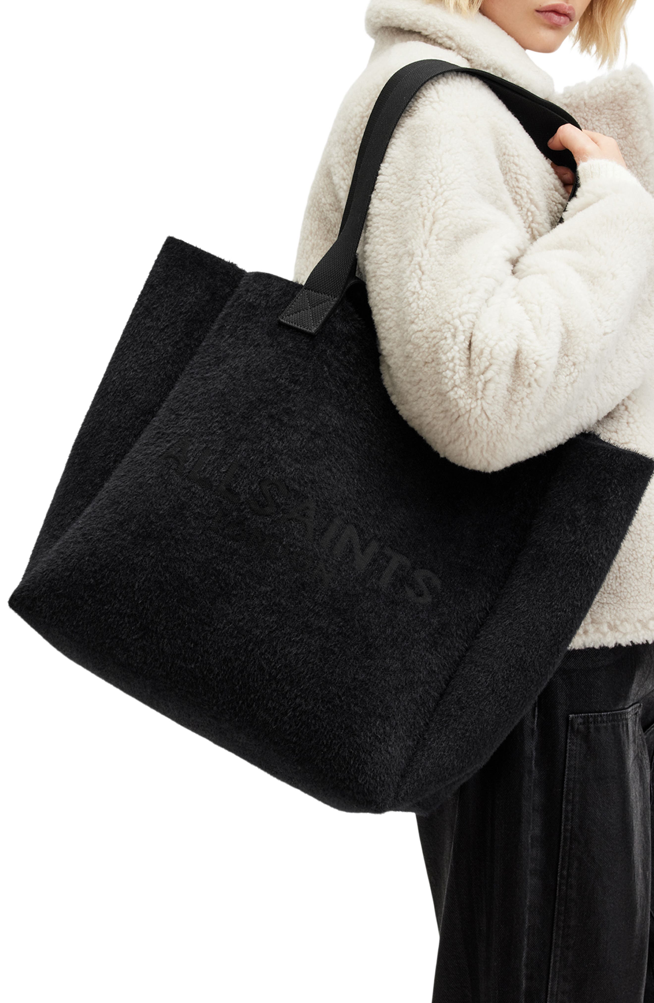 AllSaints Izzy Recycled Polyester Fleece Tote, Alternate, color, 