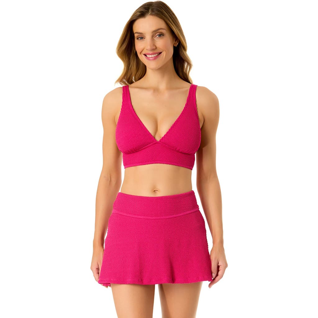 ANNE COLE LIVE IN COLOR TEXTURED SHIRRED SOFT BAND BRALETTE BIKINI SWIM TOP
