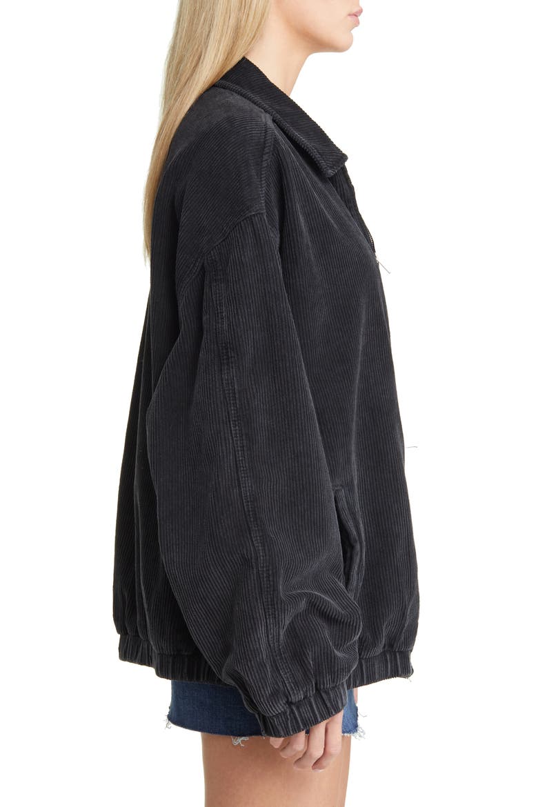 Oversize Corduroy Harrington Jacket, Alternate, color, BLACK