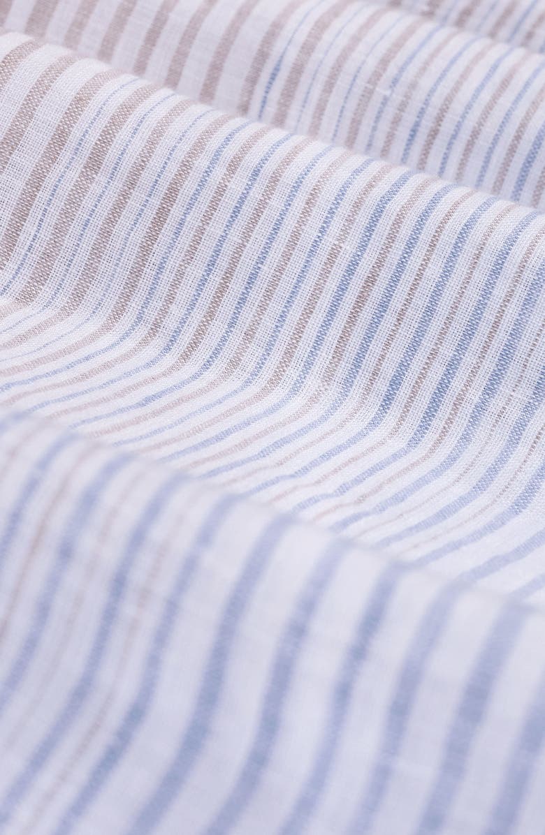 Bugatchi Austin Shaped Fit Gradient Stripe Linen Button-Down Shirt, Alternate, color, Air Blue