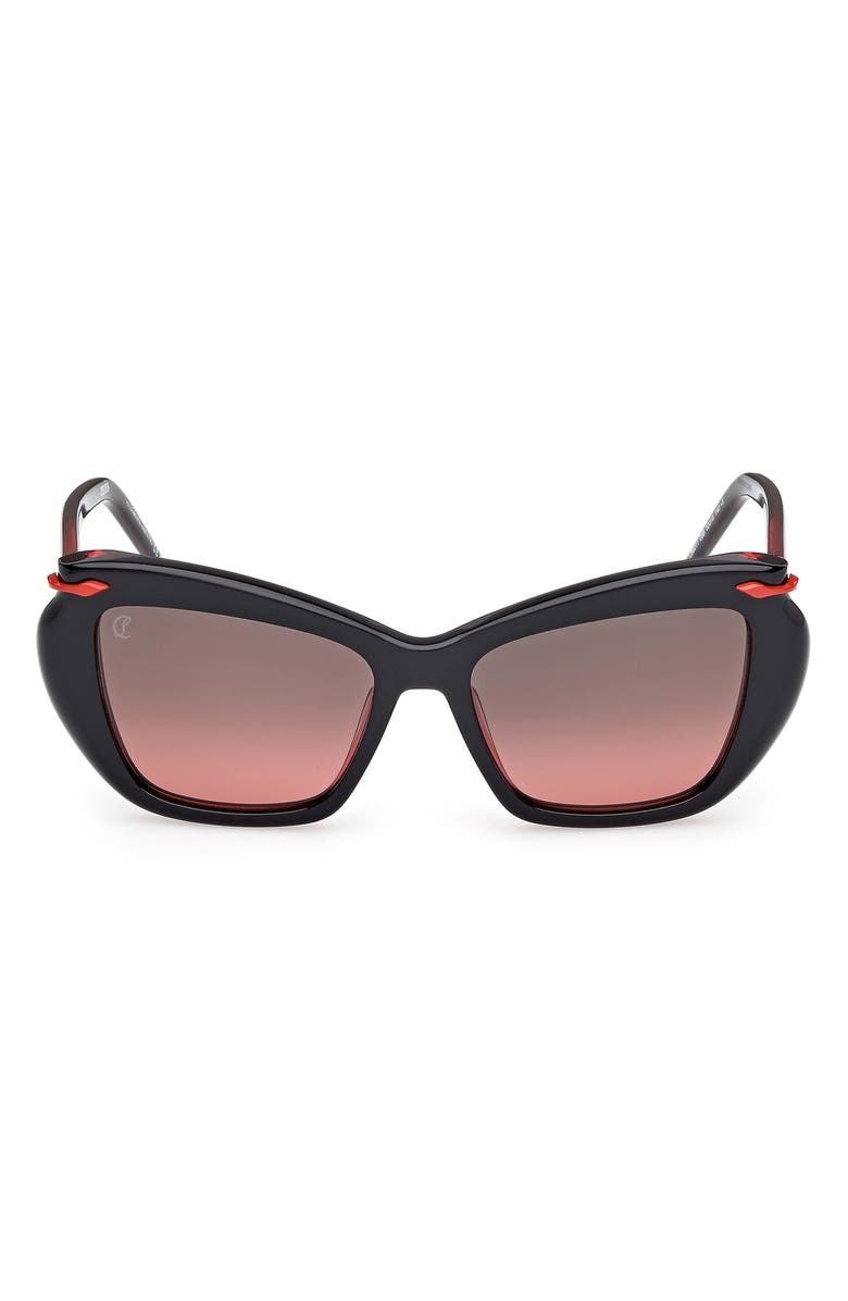 Christian Louboutin 53mm Geometric Sunglasses, Main, color, Black / Red Inside / Zeiss