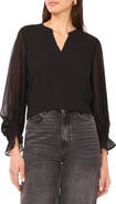 Vince Camuto Ruffle Cuff Split Neck Top