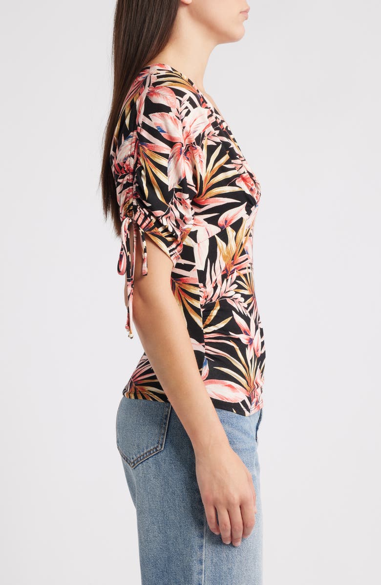 Loveappella Floral Print Empire Waist Jersey Top, Alternate, color, Black/ Rust