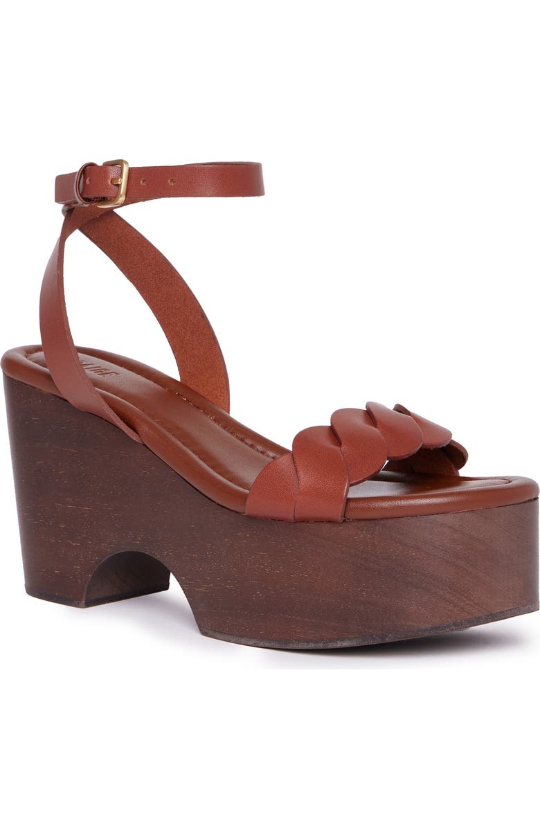 PAIGE Romy Ankle Strap Platform Sandal, Main, color, Whisky