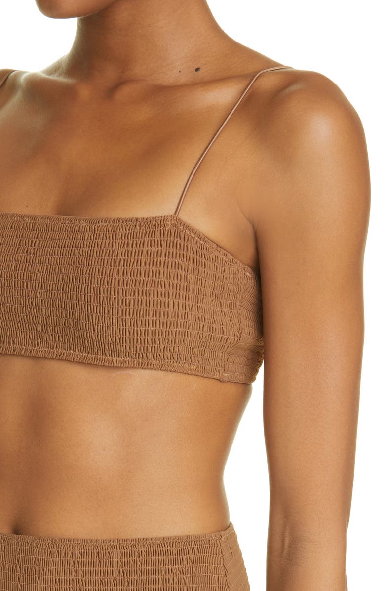 TOTEME Smocked High Waist Bikini Bottoms, Alternate, color, 